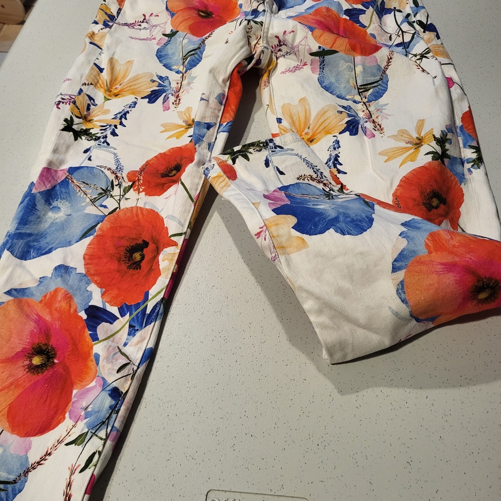 7 For All Mankind Bright Floral Straight Leg Pants